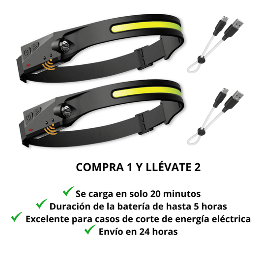 Linterna LED frontal de cabeza. Compra 1 y llévate 2 + ENVÍO GRATIS