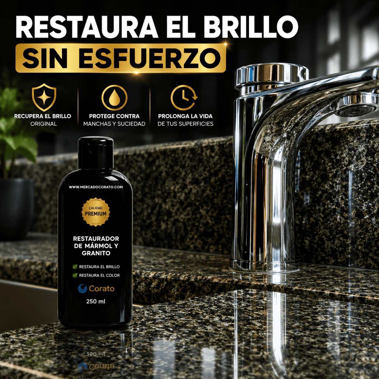 Restaurador Mármol y Granito 250ml – Brillo inmediato