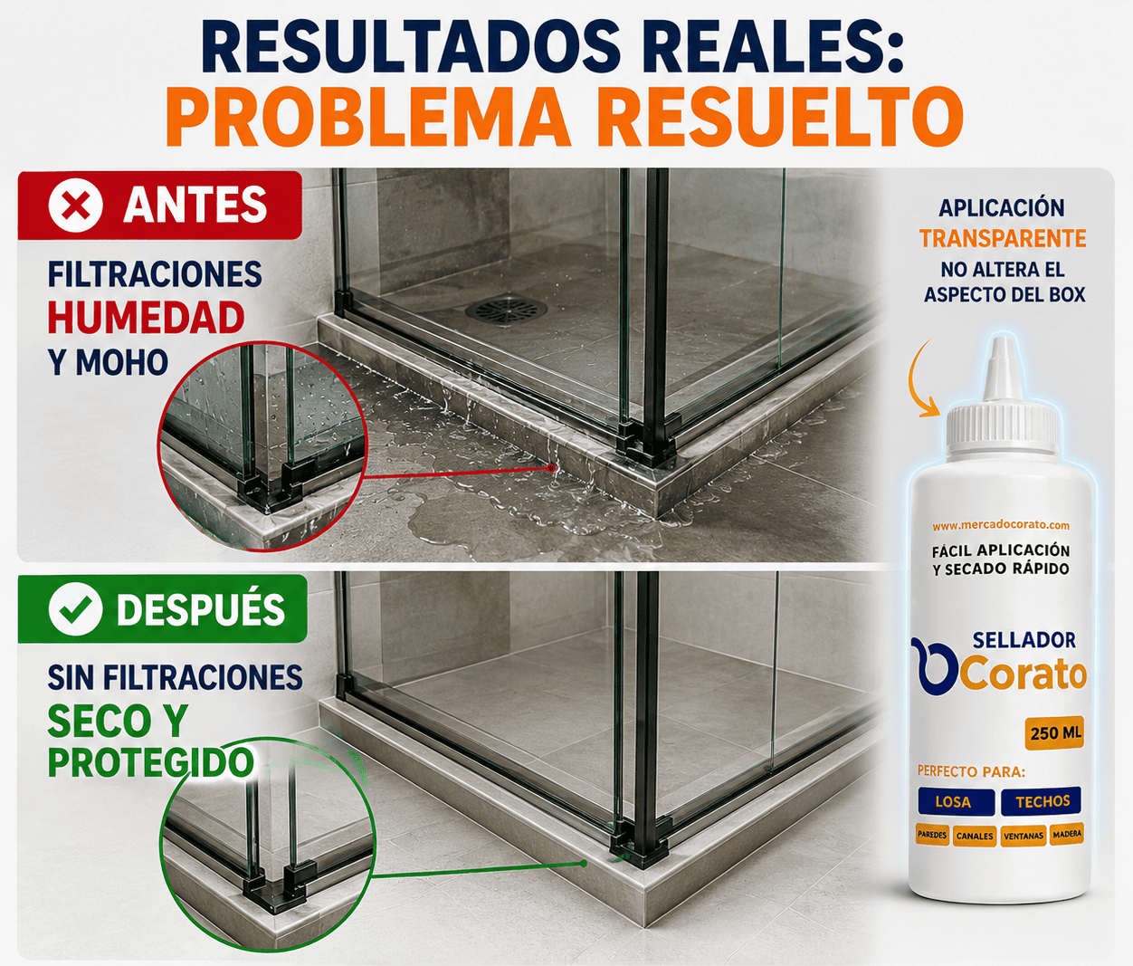 Sellador Corato para el box de la ducha 250ml | Lleva más 1 GRATIS
