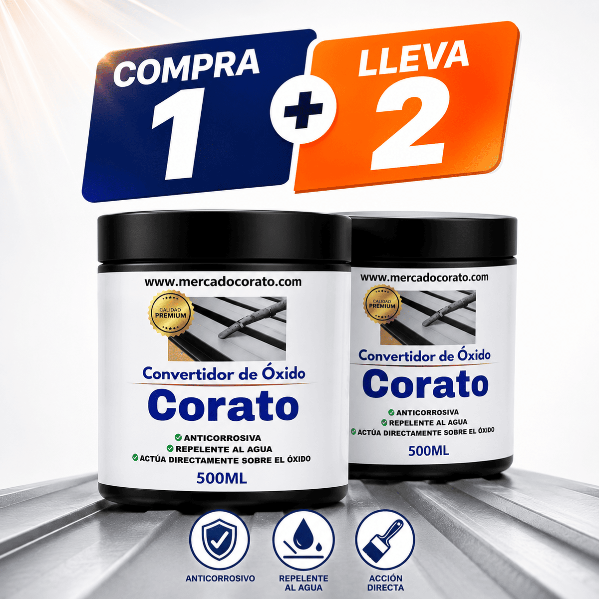 Convertidor de Óxido Corato 500ml – Elimina el óxido - ¡Compra 1 y Llévate 2