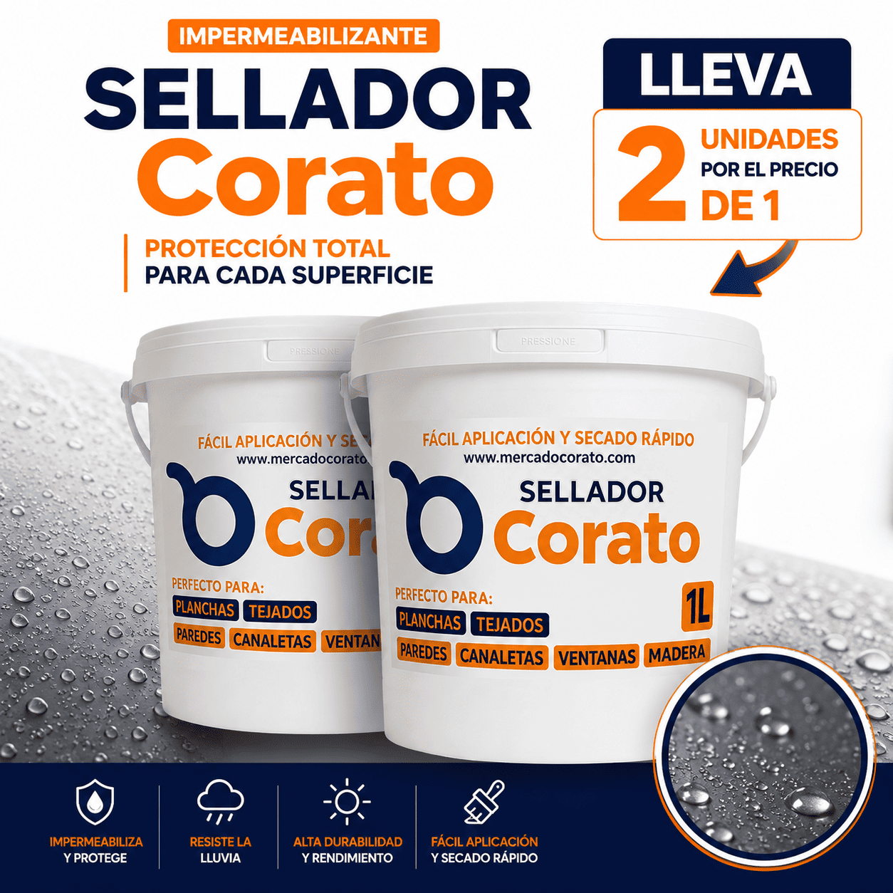 Sellador Impermeabilizante Corato 1L – Elimina filtraciones y humedad