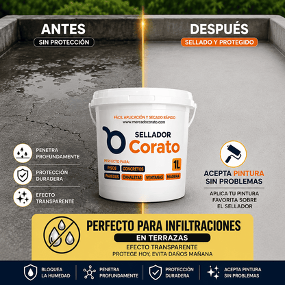 Sellador Impermeabilizante Corato 1L – Elimina filtraciones y humedad