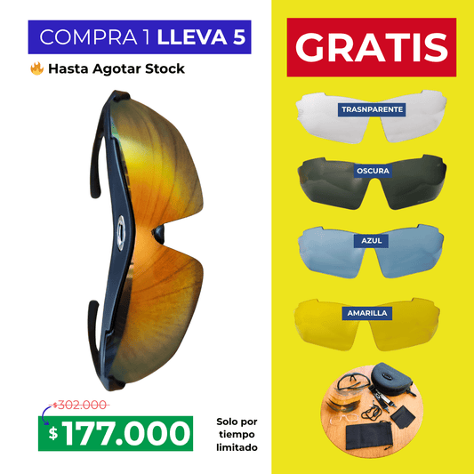 Gafas Deportivas Multicolores 5 en 1 + accesorios GRATIS