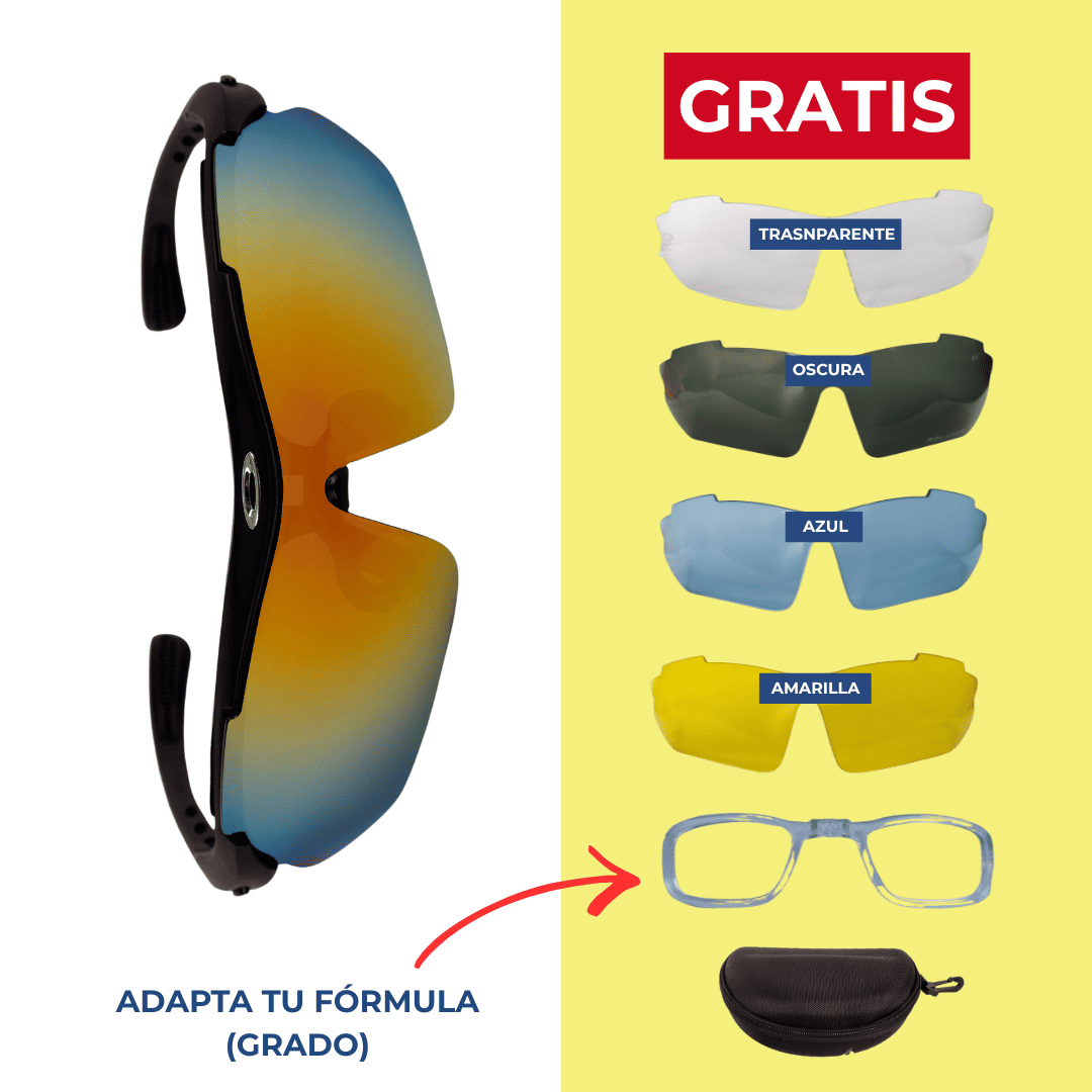 Gafas Deportivas Multicolores 5 en 1 + accesorios GRATIS