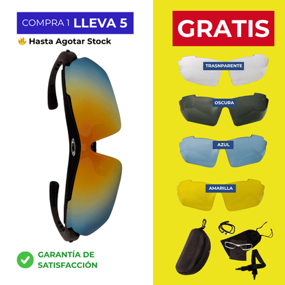 Gafas Deportivas Multicolores 5 en 1 + accesorios GRATIS