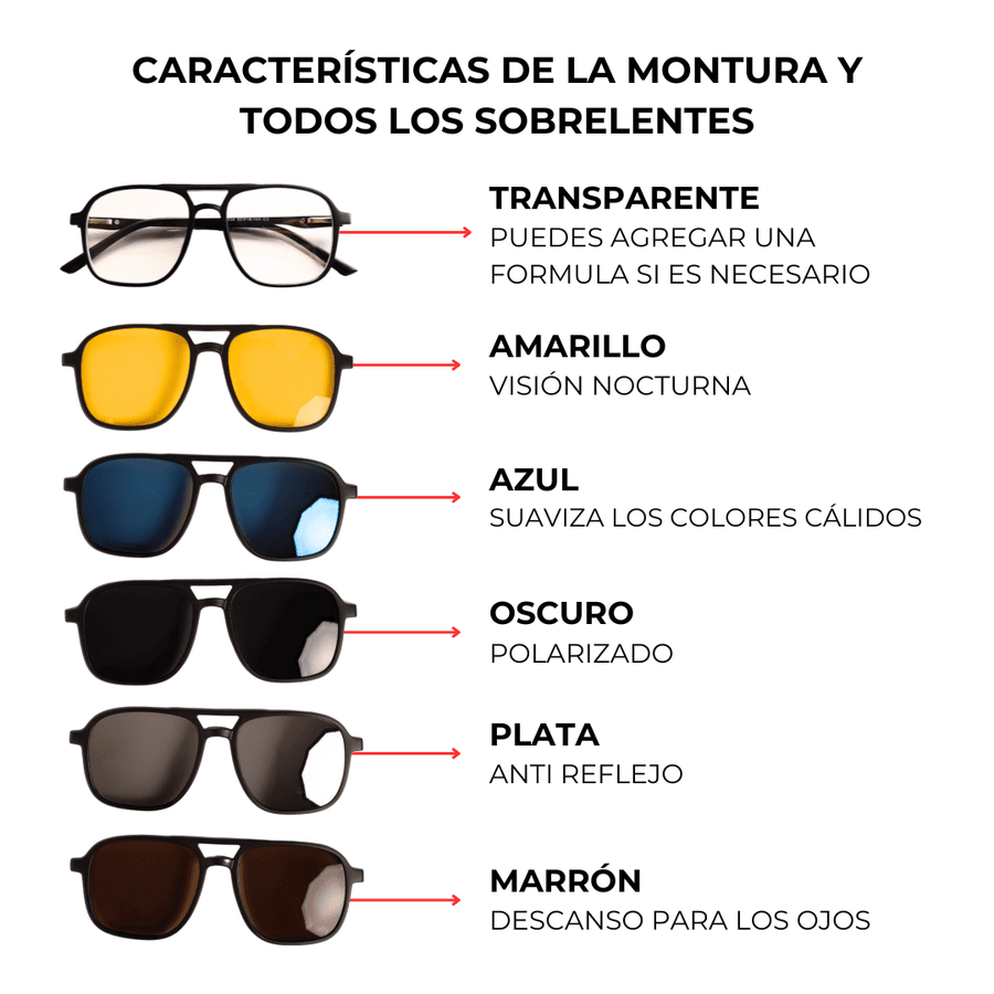 Gafas 6 en 1 Fly + Lentes Intercambiables GRÁTIS | Compatible con fórmula