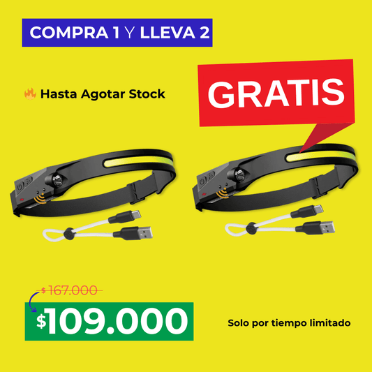 Linterna LED para cabeza - COMPRA 1 LLEVA 2