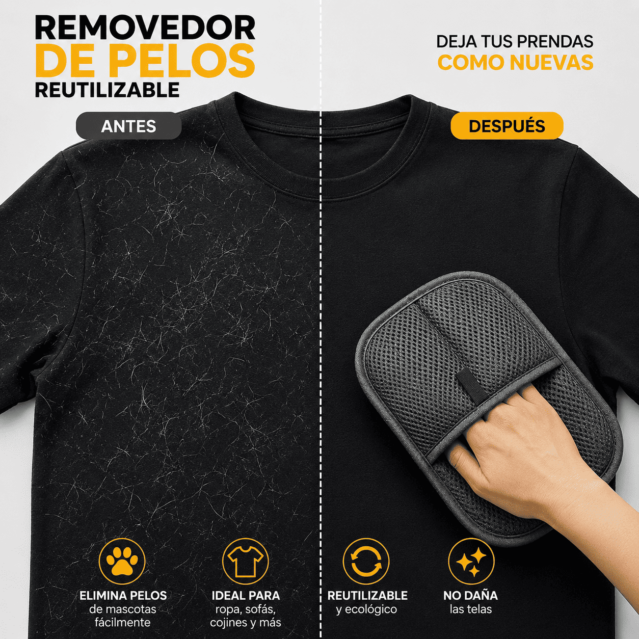 Guante Mágico Multiuso Reutilizable - Quita Pelos y Pelusas | ENVÍO GRATIS