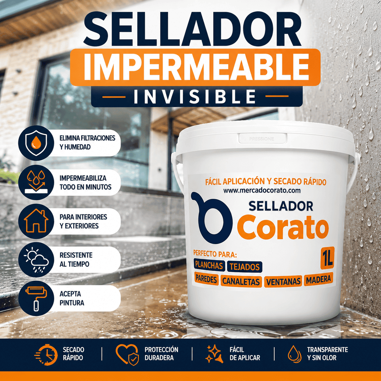 Sellador Impermeabilizante Invisible Corato 1 litro