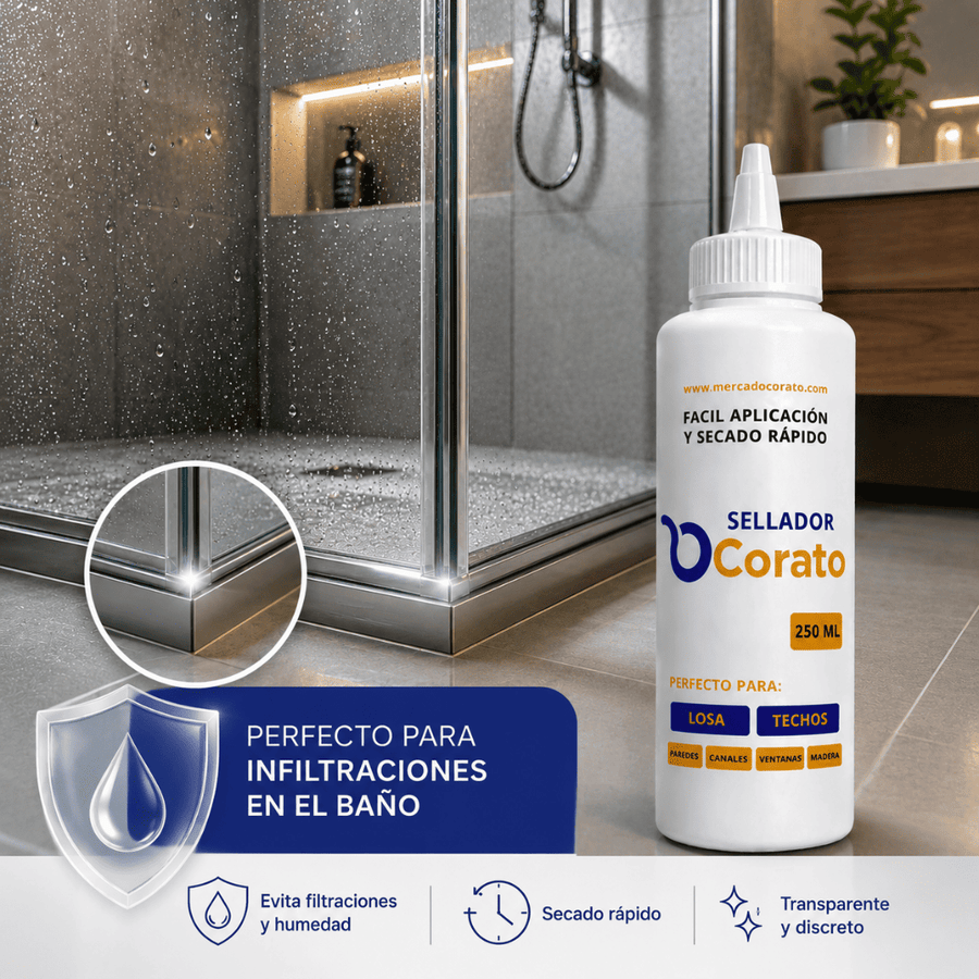 Sellador Corato 250ml – Perfecto para filtraciones en el box del baño | Lleva más 1 GRATIS