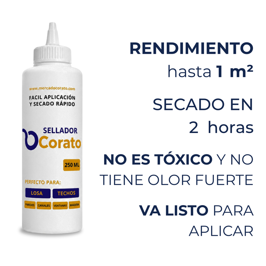 Sellador Corato 250ml – Perfecto para filtraciones en el box del baño | Lleva más 1 GRATIS